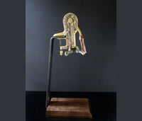 Vintage Estate Wine Opener Antique Brass With Ashy Oak Wood Decorker