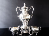Vintage Silver Plate Coffee Urn With Creamer And Sugar Birmingham Silver Co