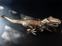 Vintage Brass Tone T-Rex Dinosaur Statue Figure 15" Long