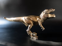 Vintage Brass Tone T-Rex Dinosaur Statue Figure 15" Long