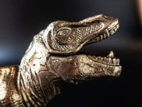 Vintage Brass Tone T-Rex Dinosaur Statue Figure 15" Long