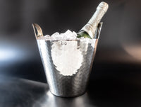 Hand Finished Silverplate Ice Bucket Champagne Chiller Hammered Italy ice bucket