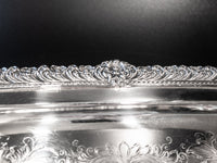 Vintage XL Silver Plate Serving Tray Du Barry Floral With Dust Bag Trays & Platters