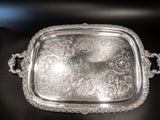 Vintage XL Silver Plate Serving Tray Du Barry Floral With Dust Bag Trays & Platters