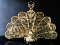 Vintage Brass Fireplace Screen Fireplace Fan Art Nouveau Peacock Victorian