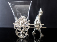 Vintage Castilian Imports Silverplate Rickshaw And Crystal Vase