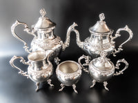 Vintage Silver Plate Teapot Set Grapes Birmingham Silver Co Bsc Silver On Copper Tea Sets
