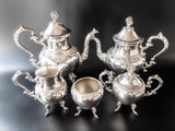 Vintage Silver Plate Teapot Set Grapes Birmingham Silver Co Bsc Silver On Copper Tea Sets