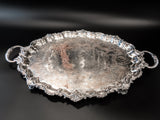Antique Silver Plate Serving Tray Ornate Chippendale Rim Serving Trays