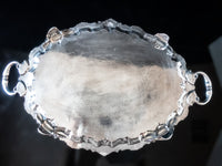 Antique Silver Plate Serving Tray Ornate Chippendale Rim Serving Trays
