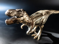 Vintage Brass Tone T-Rex Dinosaur Statue Figure 11" Long Sculptures & Statues