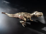 Vintage Brass Tone T-Rex Dinosaur Statue Figure 11" Long Sculptures & Statues
