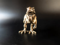 Vintage Brass Tone T-Rex Dinosaur Statue Figure 11" Long Sculptures & Statues