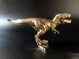 Vintage Brass Tone T-Rex Dinosaur Statue Figure 11" Long Sculptures & Statues