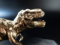 Vintage Brass Tone T-Rex Dinosaur Statue Figure 11" Long Sculptures & Statues