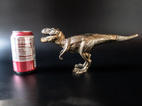 Vintage Brass Tone T-Rex Dinosaur Statue Figure 11" Long Sculptures & Statues