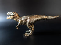 Vintage Brass Tone T-Rex Dinosaur Statue Figure 11" Long Sculptures & Statues