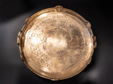 Vintage Round Brass Serving Tray Filigree With Handles And Feet Trays