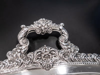Vintage XL Silver Plate Serving Tray Du Barry Floral With Dust Bag Trays & Platters