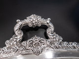 Vintage XL Silver Plate Serving Tray Du Barry Floral With Dust Bag Trays & Platters