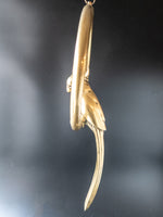 Vintage Brass Parrot On Hanging Perch Ring Statues