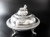 Antique Silverplate Covered Butter Dome Figural Goat Cheese Dome Butter Dishes