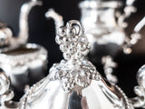 Vintage Silver Plate Teapot Set Grapes Birmingham Silver Co Bsc Silver On Copper Tea Sets
