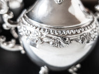 Vintage Silver Plate Teapot Set Grapes Birmingham Silver Co Bsc Silver On Copper Tea Sets