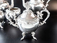 Vintage Silver Plate Teapot Set Grapes Birmingham Silver Co Bsc Silver On Copper Tea Sets