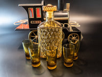 Vintage Train Engine Decanter Shot Glasses With Music Box