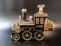 Vintage Train Engine Decanter Shot Glasses With Music Box