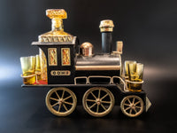 Vintage Train Engine Decanter Shot Glasses With Music Box