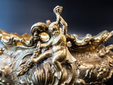 Large Brass Jardiniere Figural Cherubs French Beaux Arts Vases