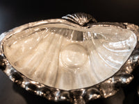 Large Castilian Imports Silver Shell Porcelain Oyster Shell Sea Shell Decorative Bowls