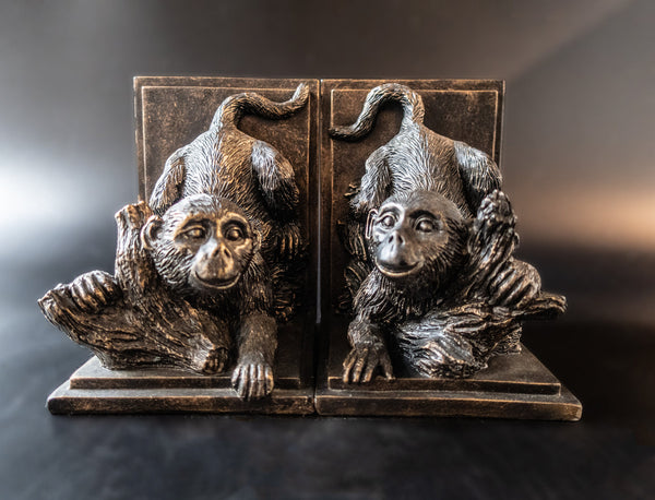 Monkey Bookends Bronze Tone Bookends
