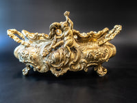 Large Brass Jardiniere Figural Cherubs French Beaux Arts Vases