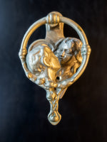 Brass Door Knocker Kissing Couple Man Woman Art Nouveau Victorian Hollywood Regency Home Decor
