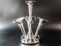 Vintage Silver Plate Epergne Vase Trumpet Style With Scrolls Vases