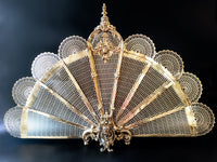 Antique French Gilt Bronze Fireplace Screen Fan Figural Napoleon III Era Fireplace Screens