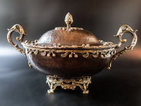 Vintage Bronze Covered Bowl Handcrafted Centerpiece Mantel Decor Ice Buckets