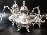Vintage Silver Plate Coffee Tea Service Set Lancaster Rose by Poole Coffee Tea Creamer Sugar Tea Sets