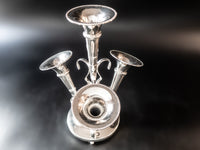 Vintage Silver Plate Epergne Vase Trumpet Style With Scrolls Vases