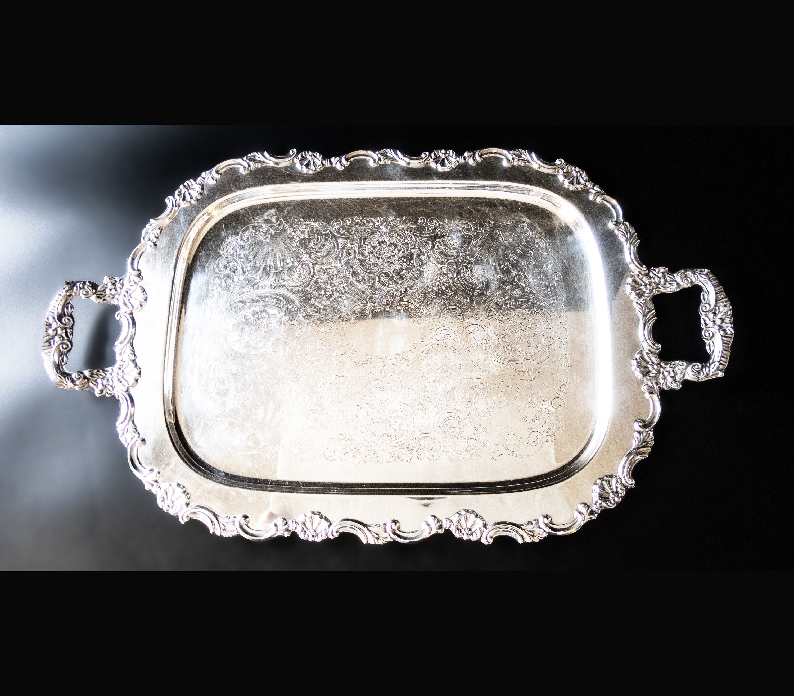 Antique Silver Plate Serving Tray Sheffield Reproduction Henry