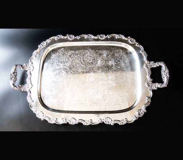 Antique Silver Plate Serving Tray Sheffield Reproduction Henry Birks And Sons Trays
