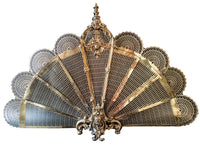 Antique French Gilt Bronze Fireplace Screen Fan Figural Napoleon III Era Fireplace Screens