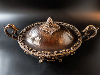 Vintage Bronze Covered Bowl Handcrafted Centerpiece Mantel Decor Ice Buckets