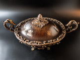 Vintage Bronze Covered Bowl Handcrafted Centerpiece Mantel Decor Ice Buckets