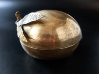 Vintage Brass Peach Lidded Trinket Box Decorative Trays