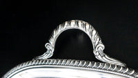 Antique Silver Plate Serving Tray With Armorial Crest Engraving Trays & Platters