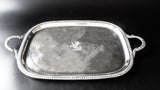 Antique Silver Plate Serving Tray With Armorial Crest Engraving Trays & Platters